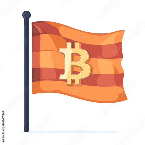 Orange And Red Bitcoin Flag Illustration