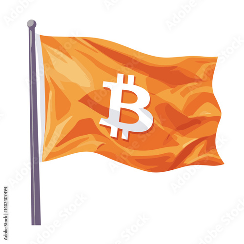 Orange Bitcoin Flag Waving