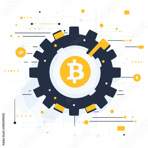 Bitcoin Cryptocurrency Gear Technology Illustration