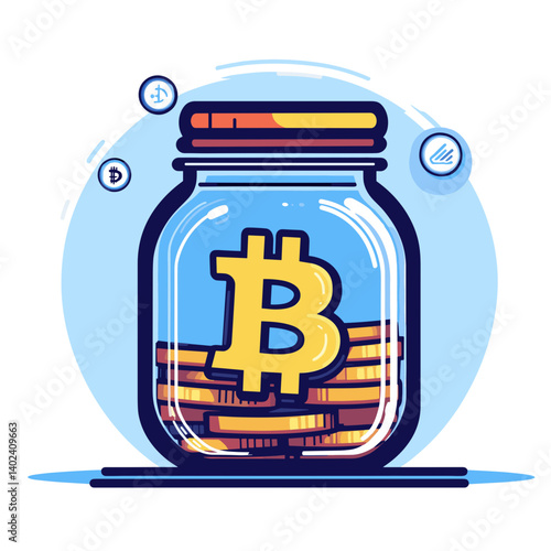 Bitcoin Savings Jar Illustration