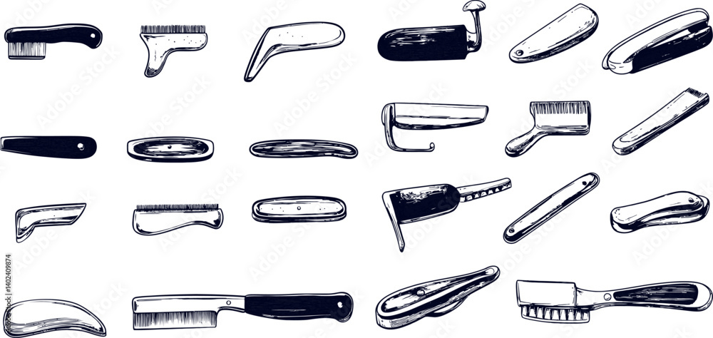 Collection of Isolated Vector Tools and Implements Used in Various Crafts and Tasks Collection of Isolated Vector Tools and Implements Used in Various Crafts and Tasks