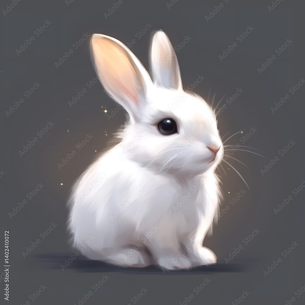 Fototapeta premium Cute White Bunny Illustration