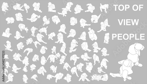 Top of view people architectural vector illustration