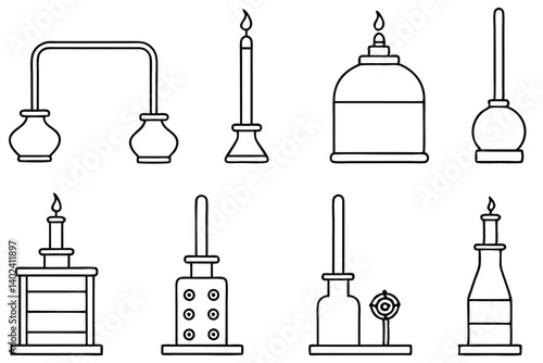 distillation appara line art scientific equipment blueprint