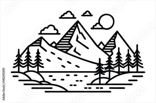 mountain line art vector