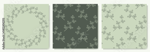 Floral set with plant elements