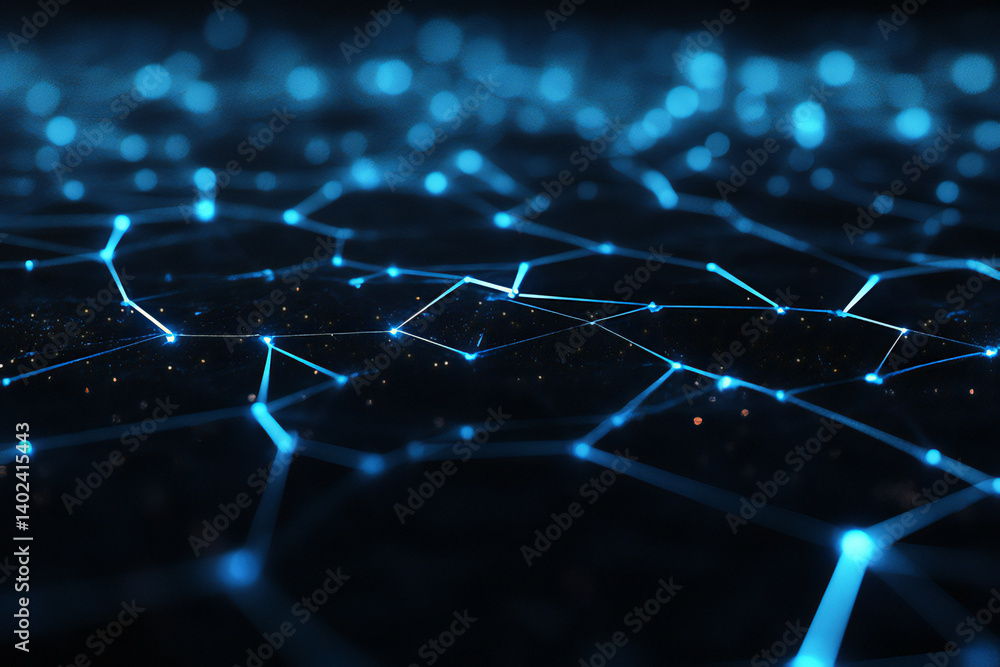Obraz premium Glowing Blue Network Lines on a Dark Background