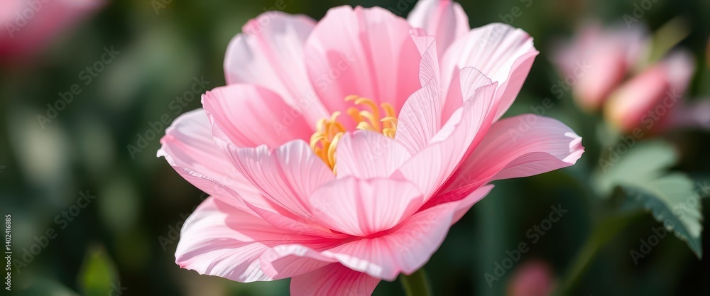 Obraz premium Powdery pink tulle flower, delicate petals, soft texture, tulle, pink