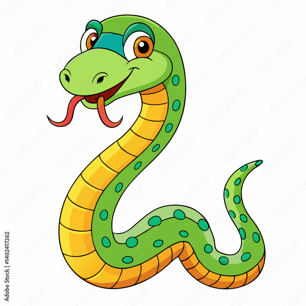 Naklejka premium vector illustration of a cartoon snake