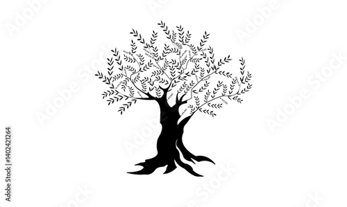 olive tree silhouette, olive tree icon ,vector illustration ,symbol of hope , olive tree graphic ,nature, vector olive tree design, peaceful olive branch vector, vector illustration of olive tree,