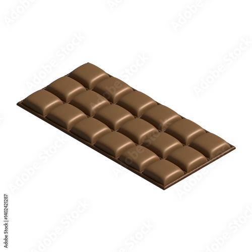 A delicious 3D milk chocolate bar, perfect for food imagery.