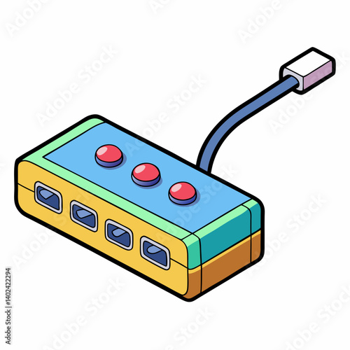 joystick, game, button, computer, technology, object, office, business, control, red, power, paint, stamp, equipment, icon, switch, 3d, video, controller, black, ink, illustration, toy, gaming, consol
