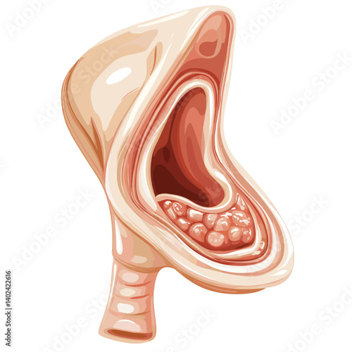 Detailed Anatomy Illustration of the Upper Digestive System