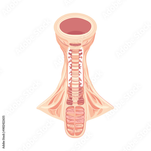 Detailed Anatomy Illustration of the Human Throat and Upper Respiratory System