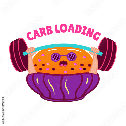 A flat style typographic sticker carb loading