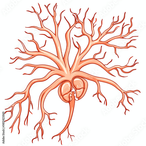 Detailed Illustration of a Branching Vascular System