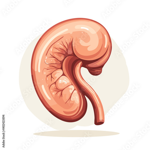 Detailed Illustration of a Human Kidney Anatomy