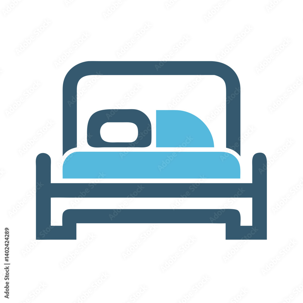 Bed Icon Representing Hotel Booking and Accommodation Services Bed Icon Representing Hotel Booking and Accommodation Services