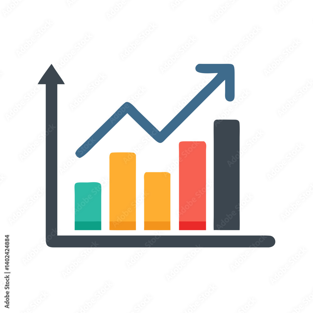 Chart with Growing Graph Representing Business Growth and Financial Success Chart with Growing Graph Representing Business Growth and Financial Success