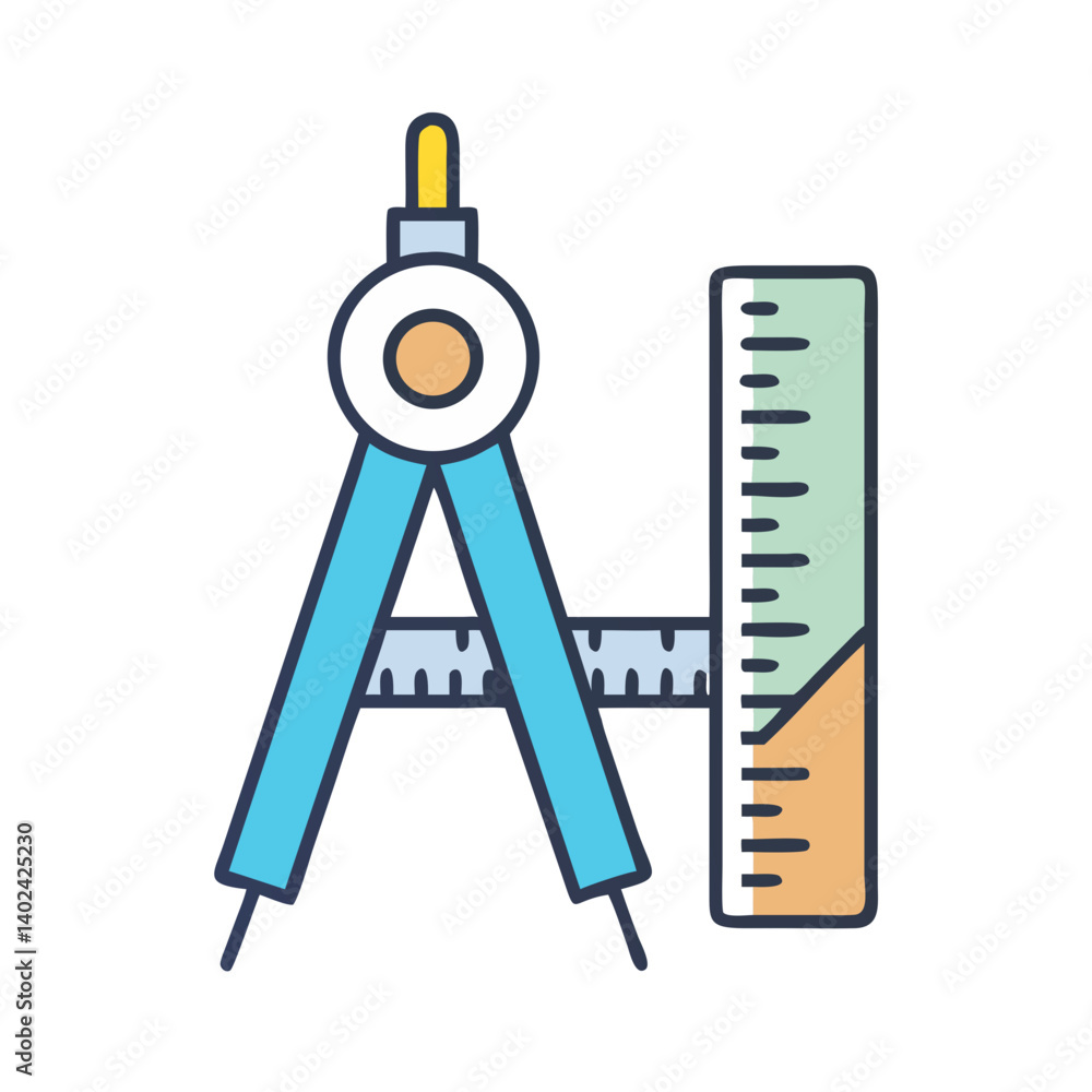 Compass and Ruler Representing Precise Design and Geometric Measurement Compass and Ruler Representing Precise Design and Geometric Measurement