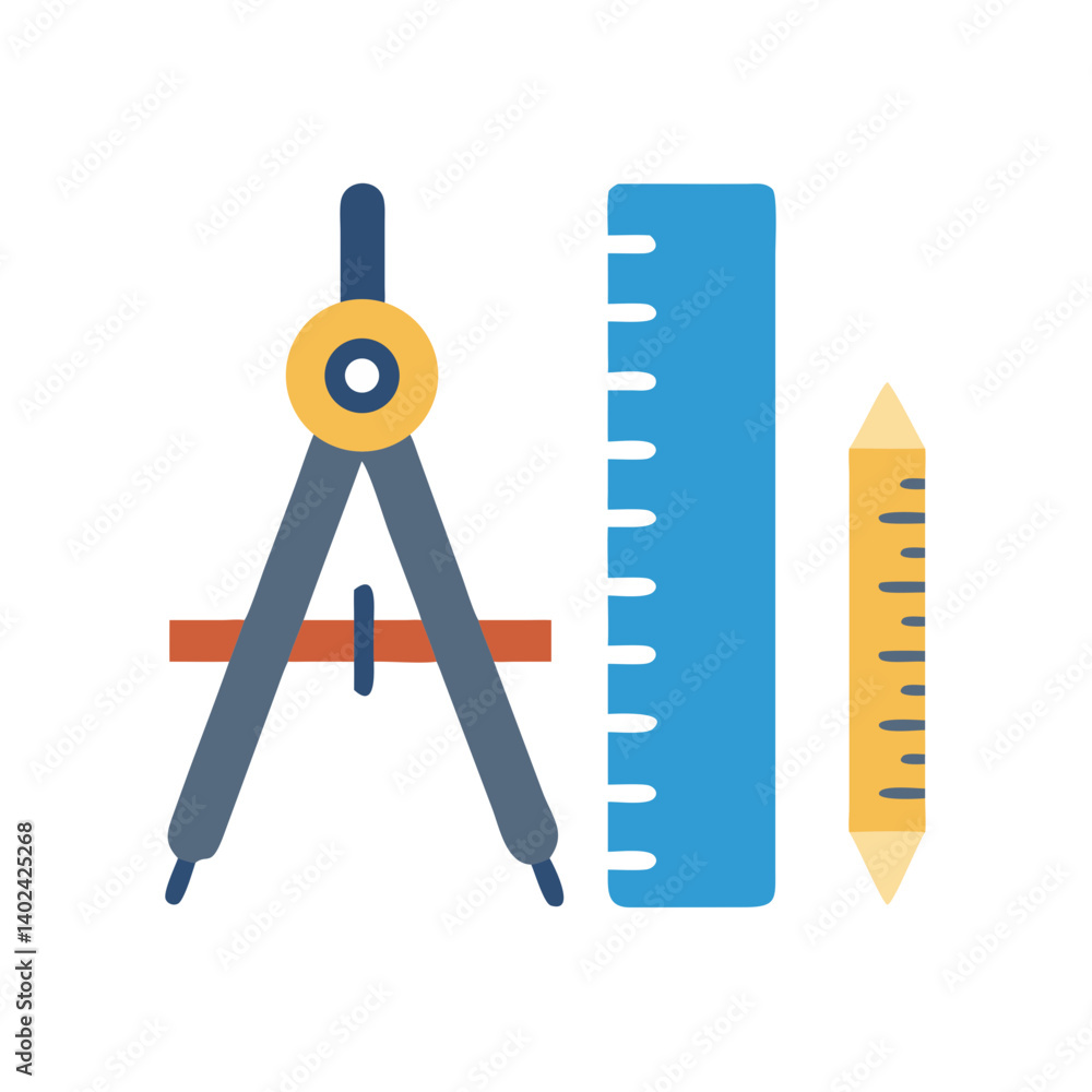 Compass and Ruler Representing Precise Design and Geometric Measurement Compass and Ruler Representing Precise Design and Geometric Measurement