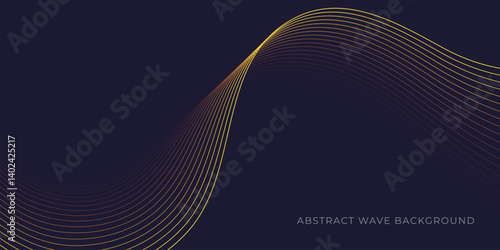 Abstract wave background with yellow line color element. Dynamic wave pattern. Modern flowing wavy lines. Futuristic technology concept. Suit for banner, poster, cover, brochure, flyer, website	