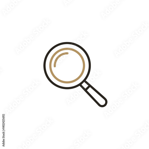 A minimalistic line art icon of a magnifying glass (search), styled as a simple interface icon