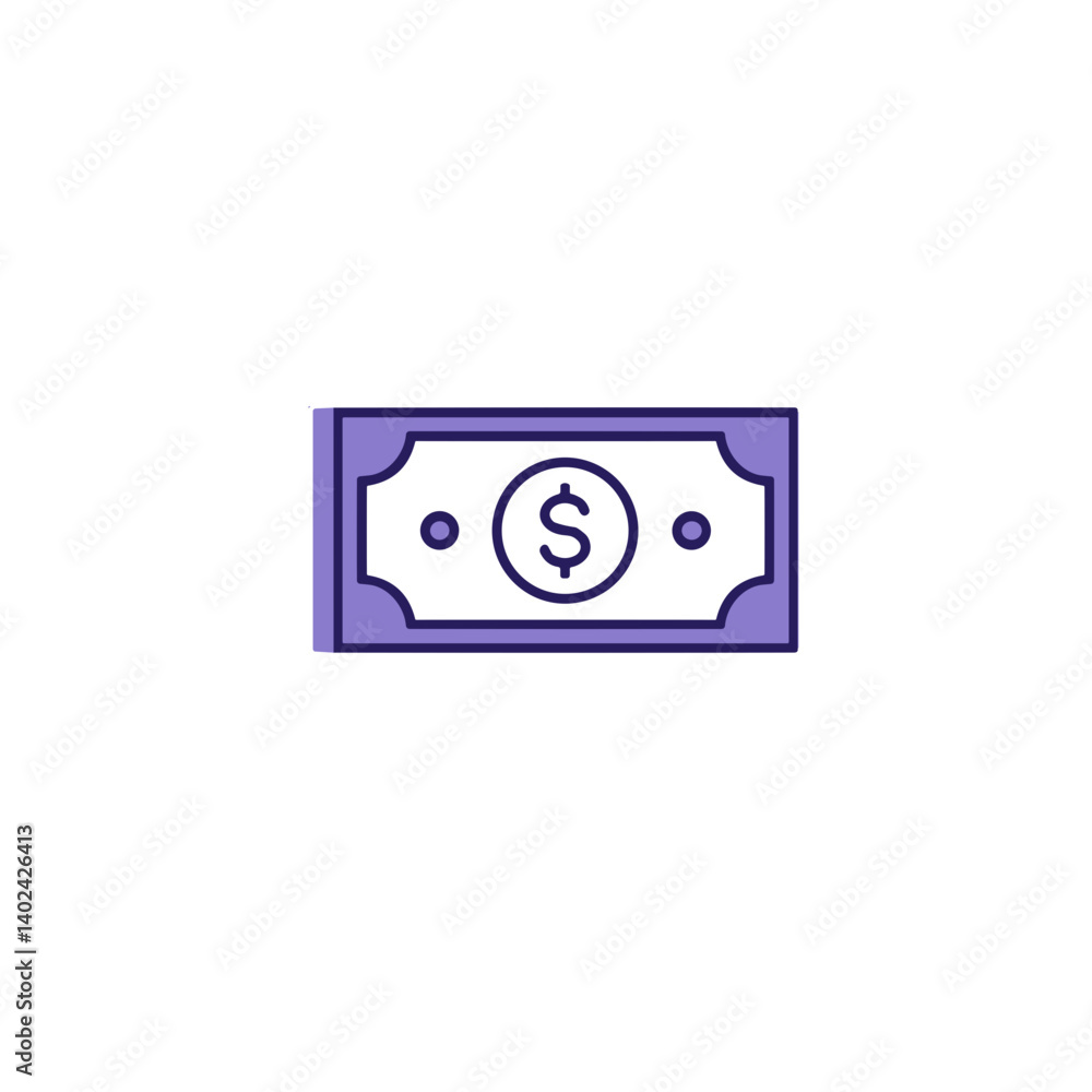 A minimalistic line art icon of money (cash), styled as a simple interface icon. A minimalistic line art icon of money (cash), styled as a simple interface icon.