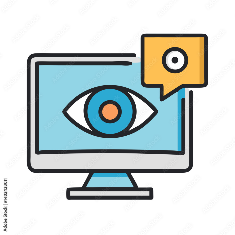 monitor-with-eye-and-speech-bubble-representing monitor-with-eye-and-speech-bubble-representing