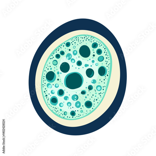 Teal and Green Microscopic Cell Illustration