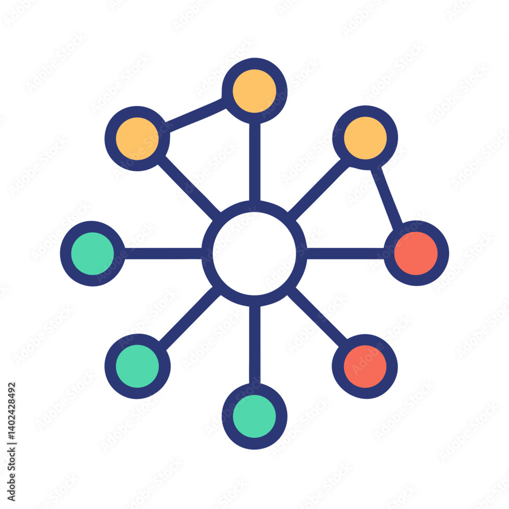 Network Nodes Icon Representing Business Connections and Digital Communication Network Nodes Icon Representing Business Connections and Digital Communication