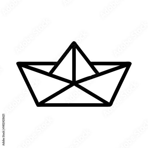 Origami Boat Icon Representing Simplicity and Traditional Paper Craft