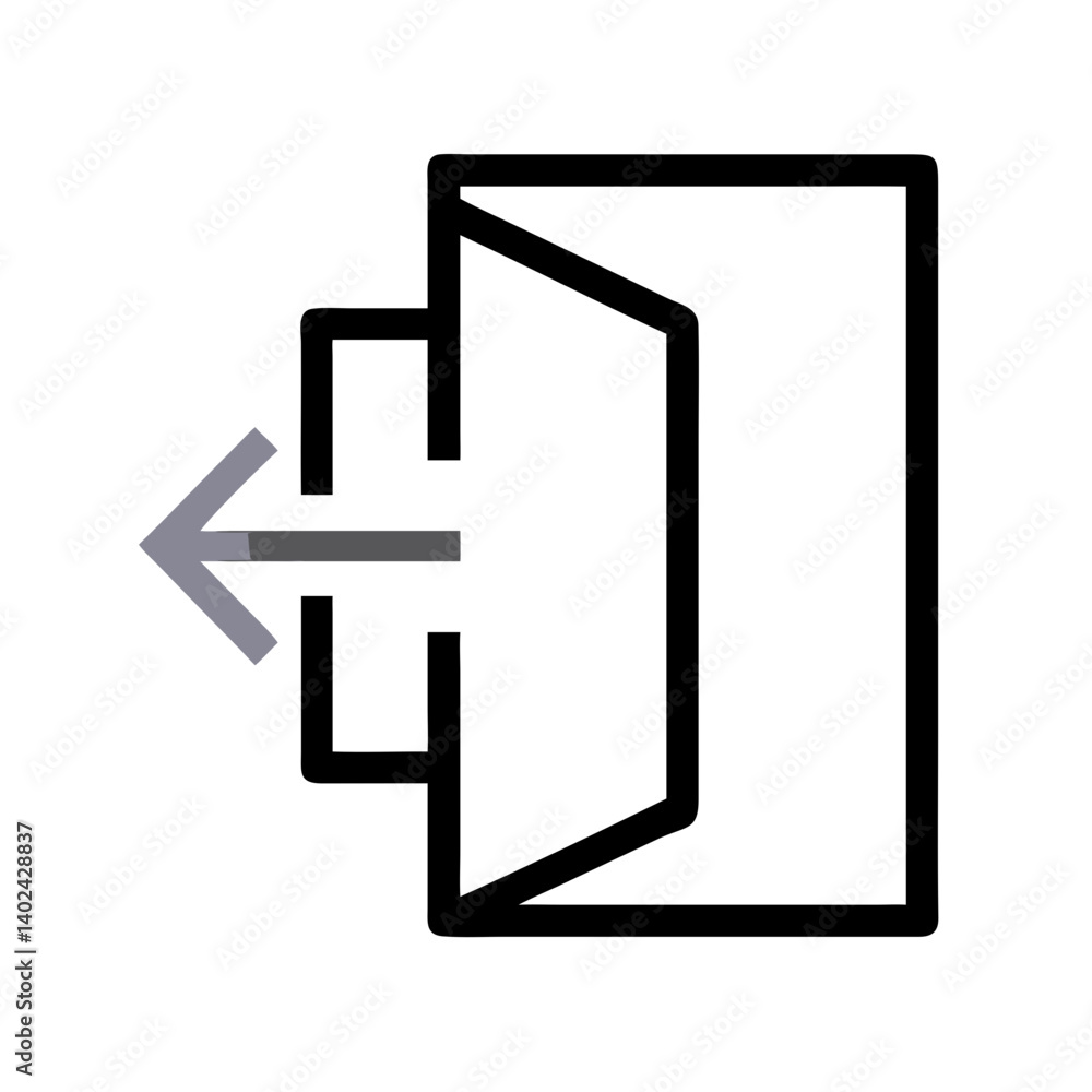 Origami Door with Right Arrow Icon Representing Exit and Directional Navigation Origami Door with Right Arrow Icon Representing Exit and Directional Navigation