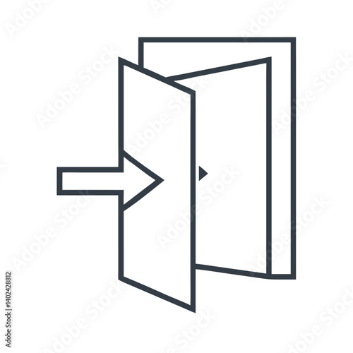 Origami Door with Right Arrow Icon Representing Forward Movement and New Opportunities