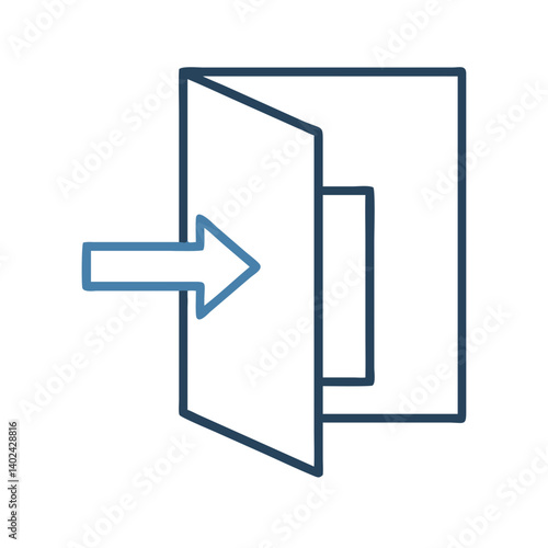 Origami Door with Right Arrow Icon Representing Forward Movement and New Opportunities