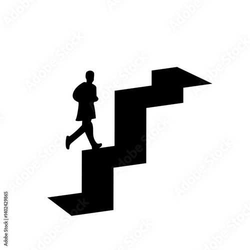  Black and white silhouette. The concept of a successful person
 striving to move forward.  economic growth in business, self
-development, moving up the career ladder.  Vector image