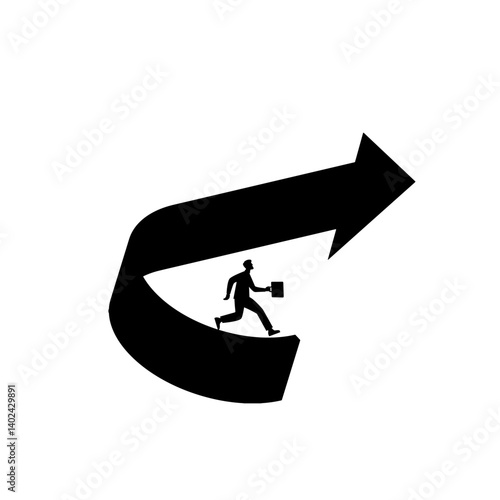  Black and white silhouette. The concept of a successful person
 striving to move forward.  economic growth in business, self
-development, moving up the career ladder.  Vector image