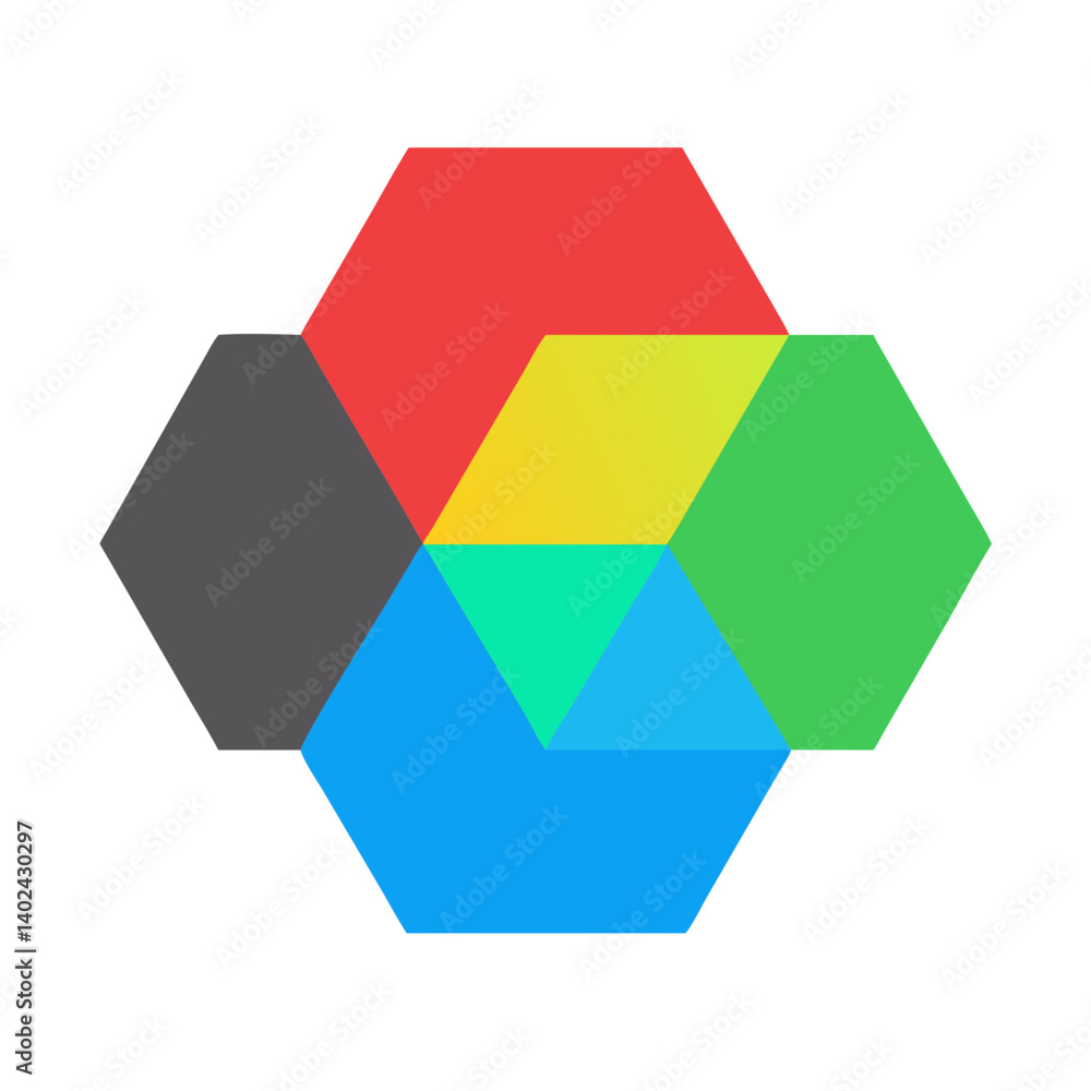 RGB Hexagon Chart Icon Representing Digital Color Mixing and Visual Spectrum RGB Hexagon Chart Icon Representing Digital Color Mixing and Visual Spectrum