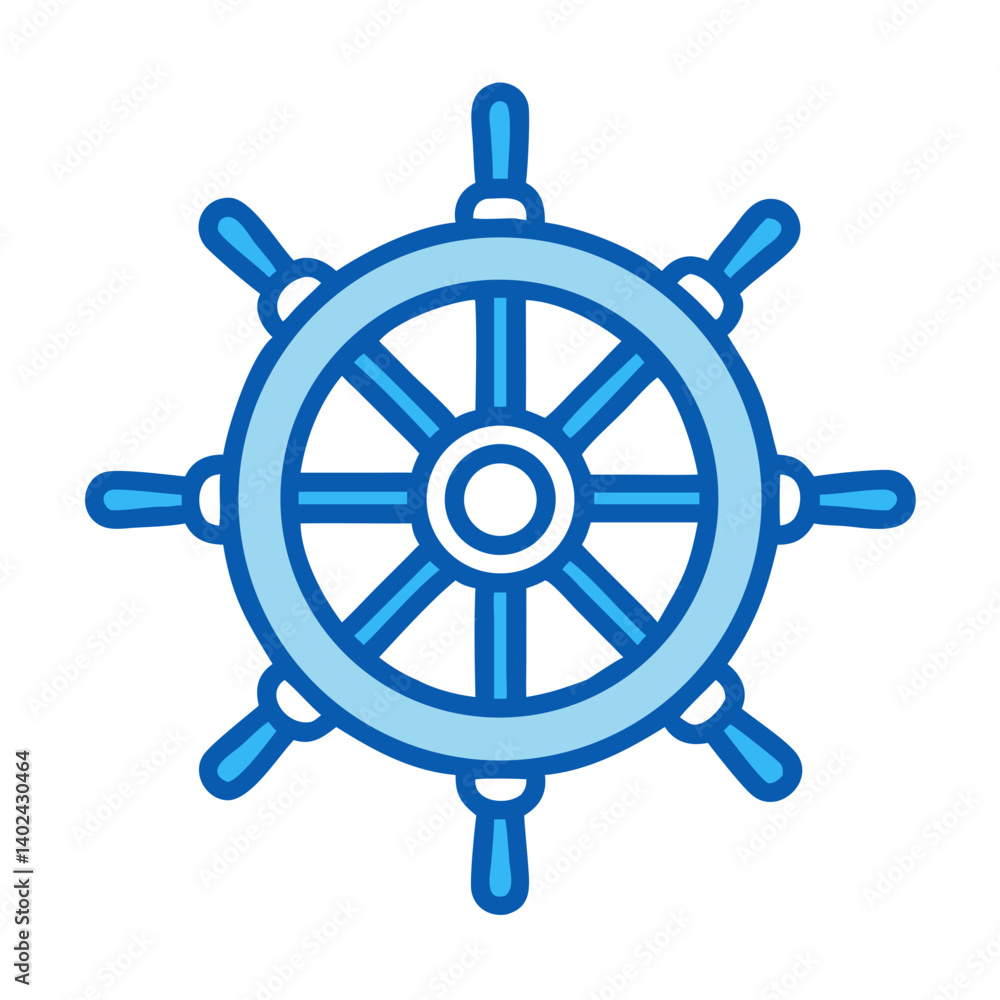 Obraz premium Ship Steering Wheel Icon Representing Navigation and Maritime Control