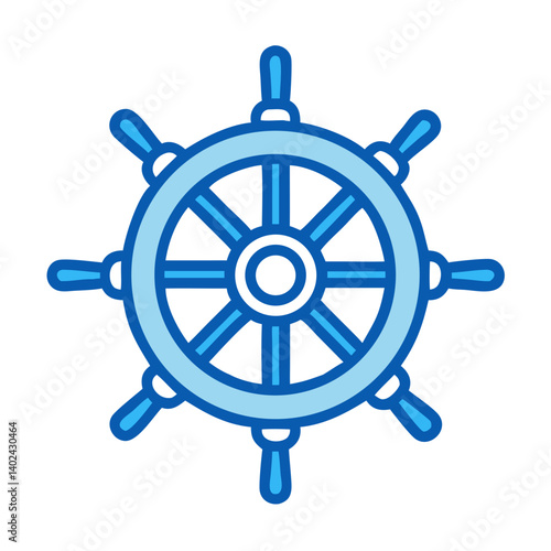Ship Steering Wheel Icon Representing Navigation and Maritime Control