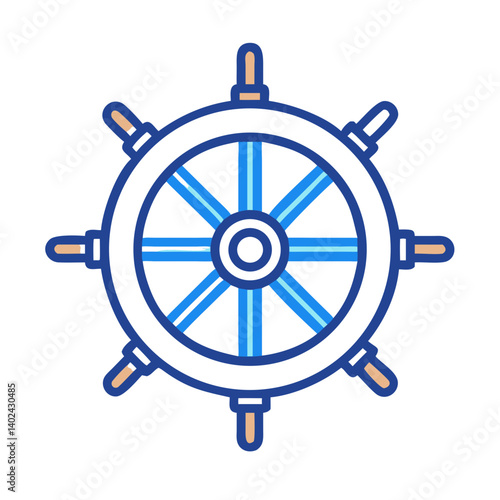 Ship Steering Wheel Icon Representing Navigation and Maritime Control