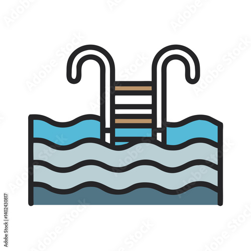 Swimming Pool Icon Representing Resort Amenities and Leisure Activities