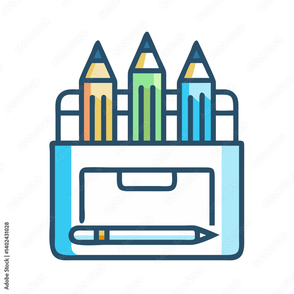 Obraz premium Toolbox with Pencils Icon Representing Artistic Supplies and Creative Tools
