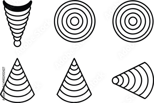 doppler effect line art with moving wave pattern