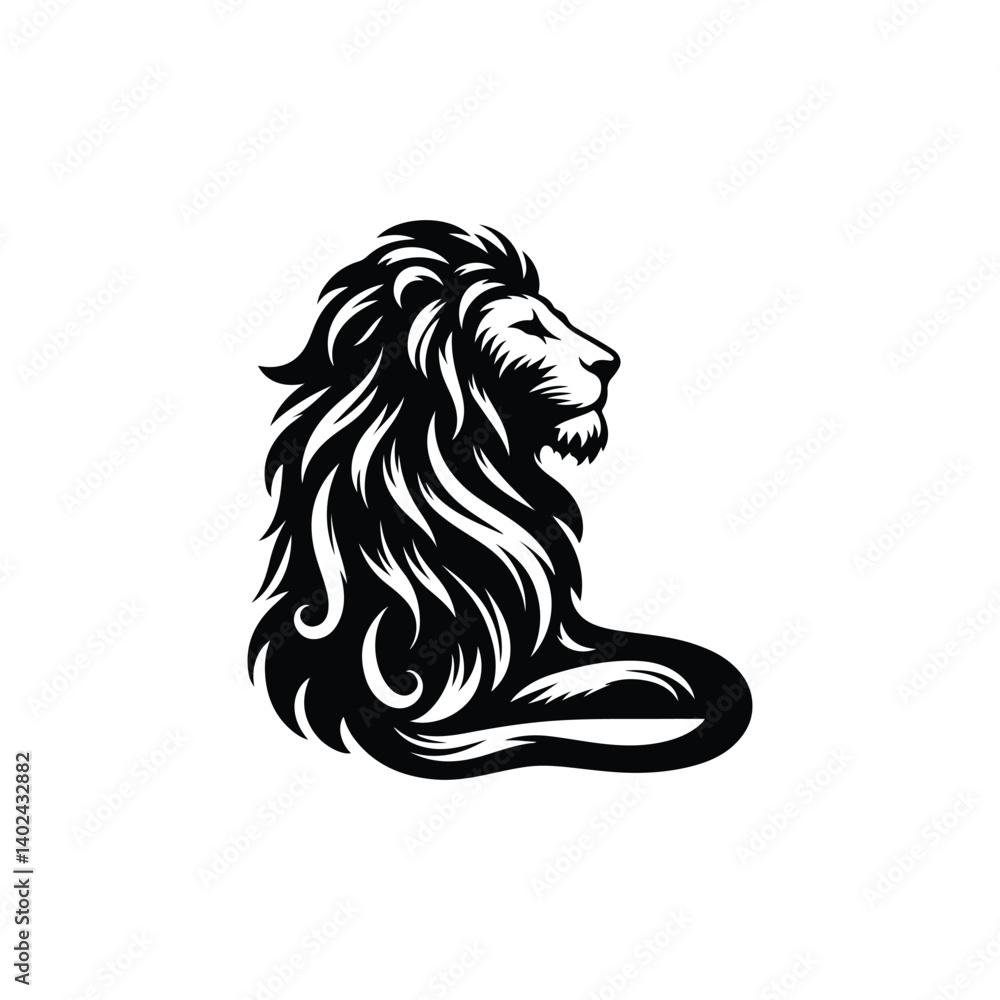 Fototapeta premium Lion silhouette Vector illustration on white&nbsp;background