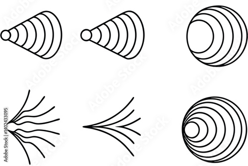 doppler effect line art with sound wave frequency change