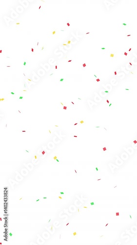 Loop video of three-colored confetti (red, green, yellow) [vertical video] Only 4K has alpha channel.
