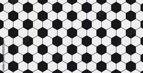 Black and white panoramic texture football background ball - Vector illustration