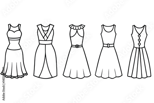 dress line art simple and clean fashion illustration
