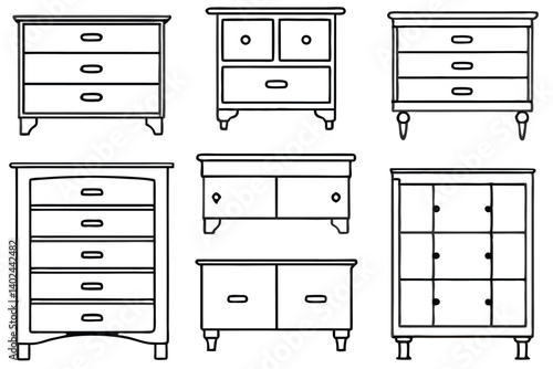 dresser chic line art illustration for contemporary homes